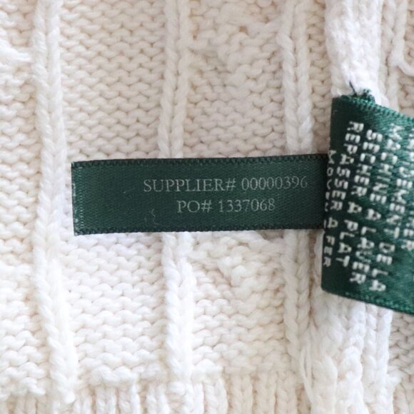 White Women's Cable Knit Collared V-Neck Ribbed Long Sleeve Pullover Sweater - Picture 11 of 11